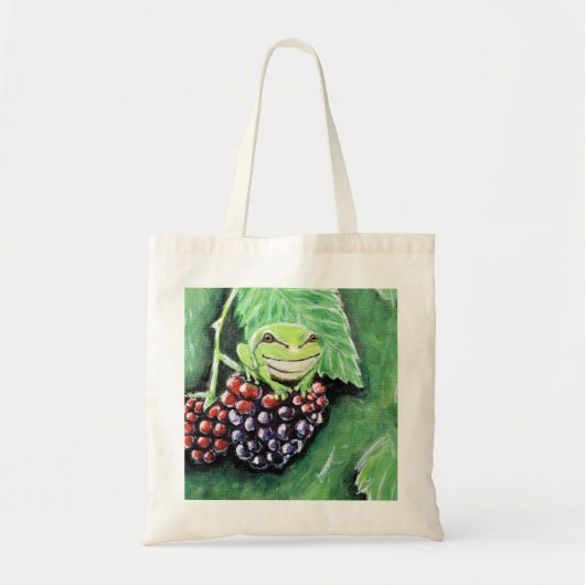 Kleine boomkikker op een Blackberry-schilderij Tote Bag (Voorkant)