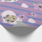 Kleine boomkorharten en bloemen cadeaupapier (Hoek)