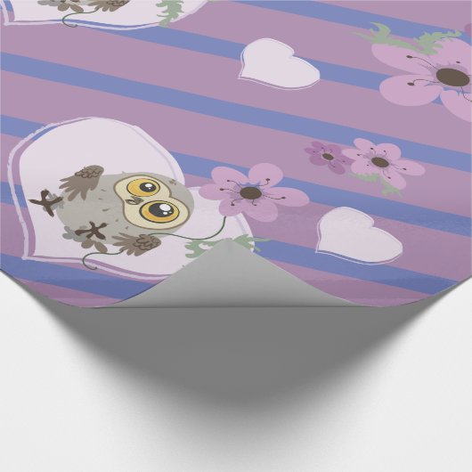 Kleine boomkorharten en bloemen cadeaupapier (Hoek)