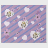 Kleine boomkorharten en bloemen cadeaupapier (Vlak)