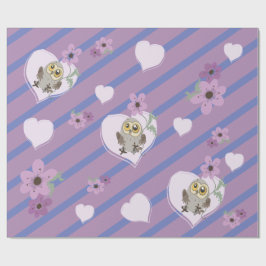 Kleine boomkorharten en bloemen cadeaupapier