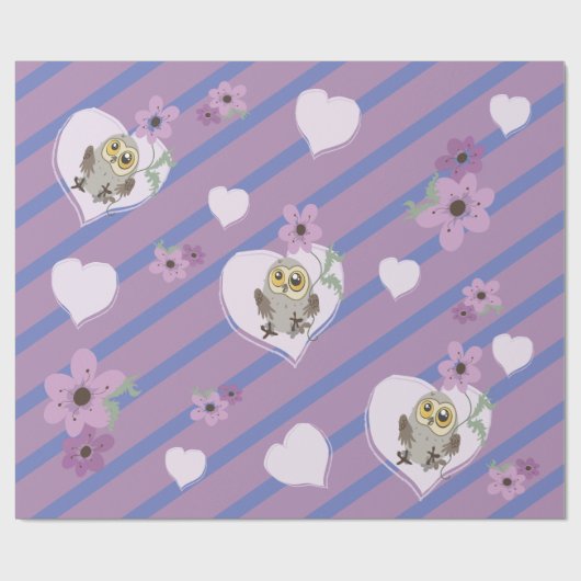 Kleine boomkorharten en bloemen cadeaupapier (Vlak)