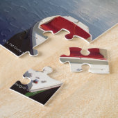 Kleine boot aan de haven van Lake Placid vastgebon Legpuzzel (Zijkant)