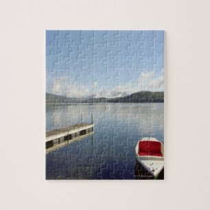 Kleine boot aan de haven van Lake Placid vastgebon Legpuzzel