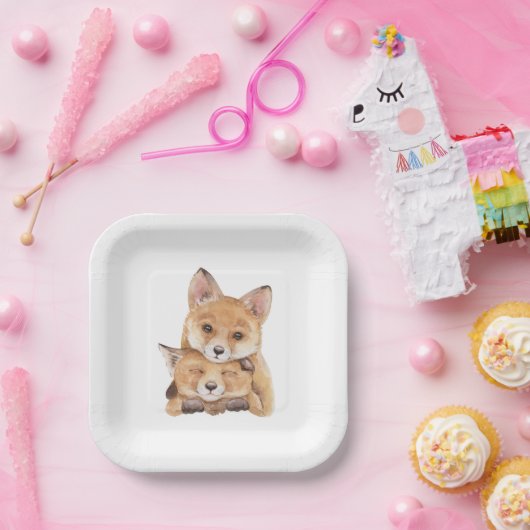 Kleine Borden met vossenpapier Papieren Bordje (Feest)