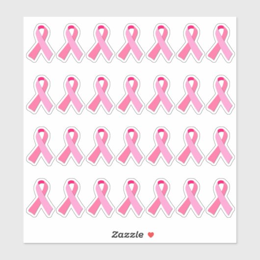 Kleine borstkanker bewustzijn roze lint x 28 sticker (Vel)