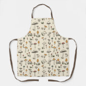 Kleine Bospaddenstoelen op een beige achtergrond Schort (Voorkant)