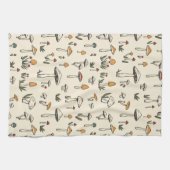 Kleine Bospaddenstoelen op een beige achtergrond Theedoek (Horizontaal)