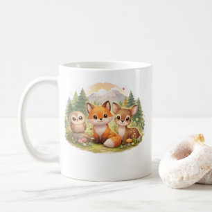 Kleine bosvrienden: Een knusse vos, uil & hertenav Koffiemok