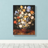 Kleine Bouquet van Bloemen in een Keramische Vase Canvas Afdruk (Insitu (Houten vloer))