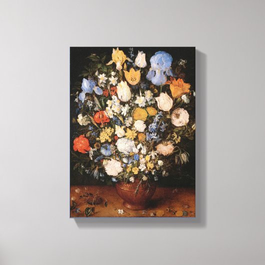 Kleine Bouquet van Bloemen in een Keramische Vase Canvas Afdruk (Voorkant)