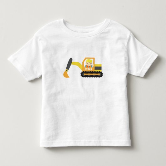 Kleine Bouwer Jongen Graafmachine Bouwvoertuig Kinder Shirts (Voorkant)
