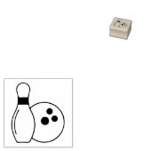 Kleine Bowling Pin & Ball Mini Houten Art Stamp Rubberstempel (Gestempeld)