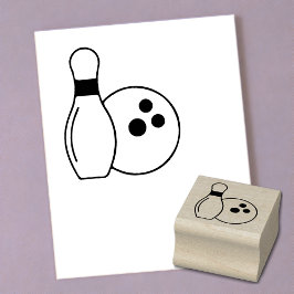 Kleine Bowling Pin & Ball Mini Houten Art Stamp Rubberstempel