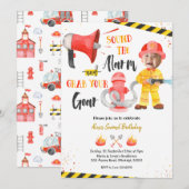 Kleine brandweerjongen met foto-jongen van zaterda kaart (Voorkant / Achterkant)