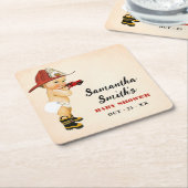 Kleine brandweerman Baby shower Decor Square Kartonnen Onderzetters (Schuin)