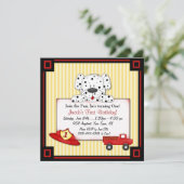 Kleine brandweerman eerste verjaardag kaart (Staand voorkant)