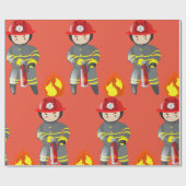 Kleine brandweerman held die brand blust cadeaupapier (Vlak)