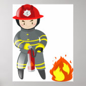 Kleine brandweerman heldhaftig vuur doven poster (Voorkant)