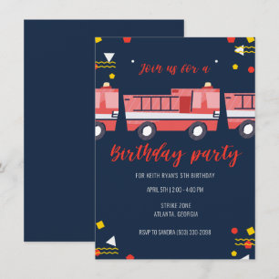 Kleine brandweerman jongens verjaardagsfeestje kaart