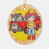 Kleine brandweerman keramisch ornament (Links)