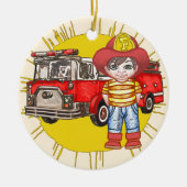 Kleine brandweerman keramisch ornament (Voorkant)