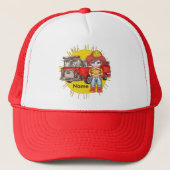 Kleine brandweerman trucker pet (Voorkant)
