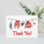 Kleine brandweerman waslijn dank u opmerking kaart (Staand voorkant)