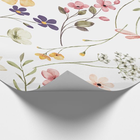 Kleine Bright Wildflowers Waterverf Verjaardag Cadeaupapier (Hoek)