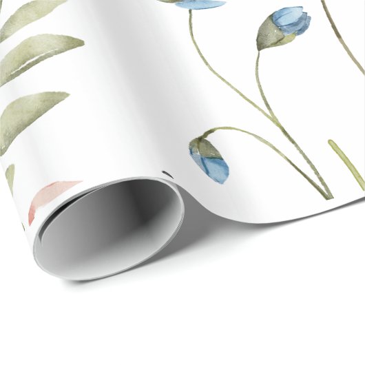 Kleine Bright Wildflowers Waterverf Verjaardag Cadeaupapier (Rol Hoek)