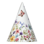 Kleine Bright Wildflowers Waterverf Verjaardag Feesthoedjes (Links)