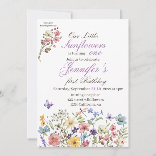 Kleine Bright Wildflowers Waterverf Verjaardag Kaart (Voorkant)