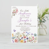 Kleine Bright Wildflowers Waterverf Verjaardag Kaart (Staand voorkant)