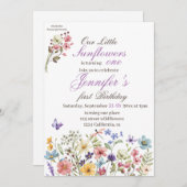 Kleine Bright Wildflowers Waterverf Verjaardag Kaart (Voorkant / Achterkant)