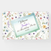 Kleine Bright Wildflowers Waterverf Verjaardag Spandoek (Horizontaal)