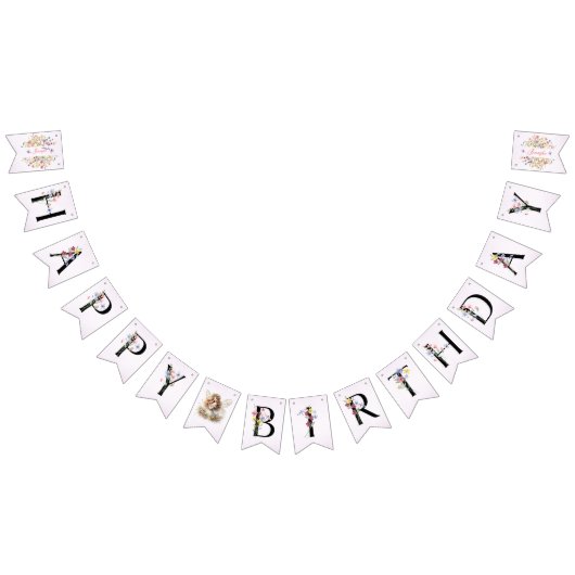 Kleine Bright Wildflowers Waterverf Verjaardag Vlaggetjes (Alle)