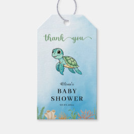 Kleine broedende schildpad onder het Zeeen Baby sh Cadeaulabel