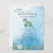 Kleine broedende schildpad onder het Zeeen Baby sh Kaart (Voorkant)