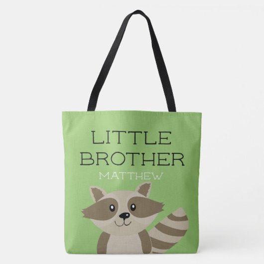 Kleine broeder Raccoon Animal Boys Versibling Gree Tote Bag (Voorkant)