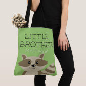 Kleine broeder Raccoon Animal Boys Versibling Gree Tote Bag (Dichtbij)