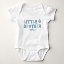 Kleine broer, baby jongen aankondiging, blauw mode romper