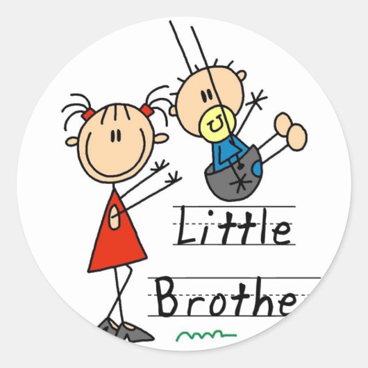 Kleine broer met Big Sister Tshirts Ronde Sticker (Voorkant)