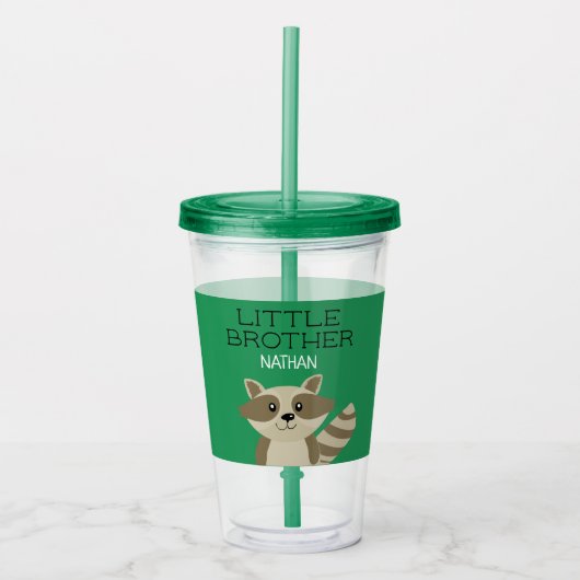 Kleine broer of Big Brother Raccoon, gepersonalise Acryl Drinkbeker (Voorkant)