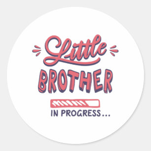 Kleine broertje aan de gang ronde sticker