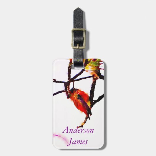 Kleine Bronze, gouden, rode en paarse kolibrie Bagagelabel (Voorkant verticaal)