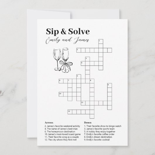 Kleine bruiloft kruiswoordpuzzel Kaart (Voorkant)