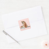 Kleine bruine hond met teddy schattig bruin puppy vierkante sticker (Envelop)