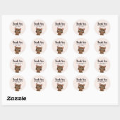 Kleine bruine kat bedankt ronde sticker (Vel)