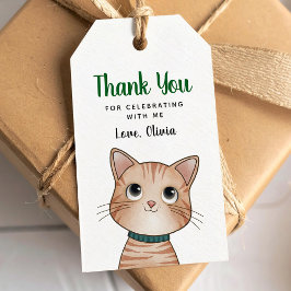 Kleine bruine kat bedankt voor het komen Cadeaubij Cadeaulabel