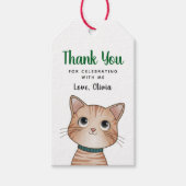 Kleine bruine kat bedankt voor het komen Cadeaubij Cadeaulabel (Voorkant)